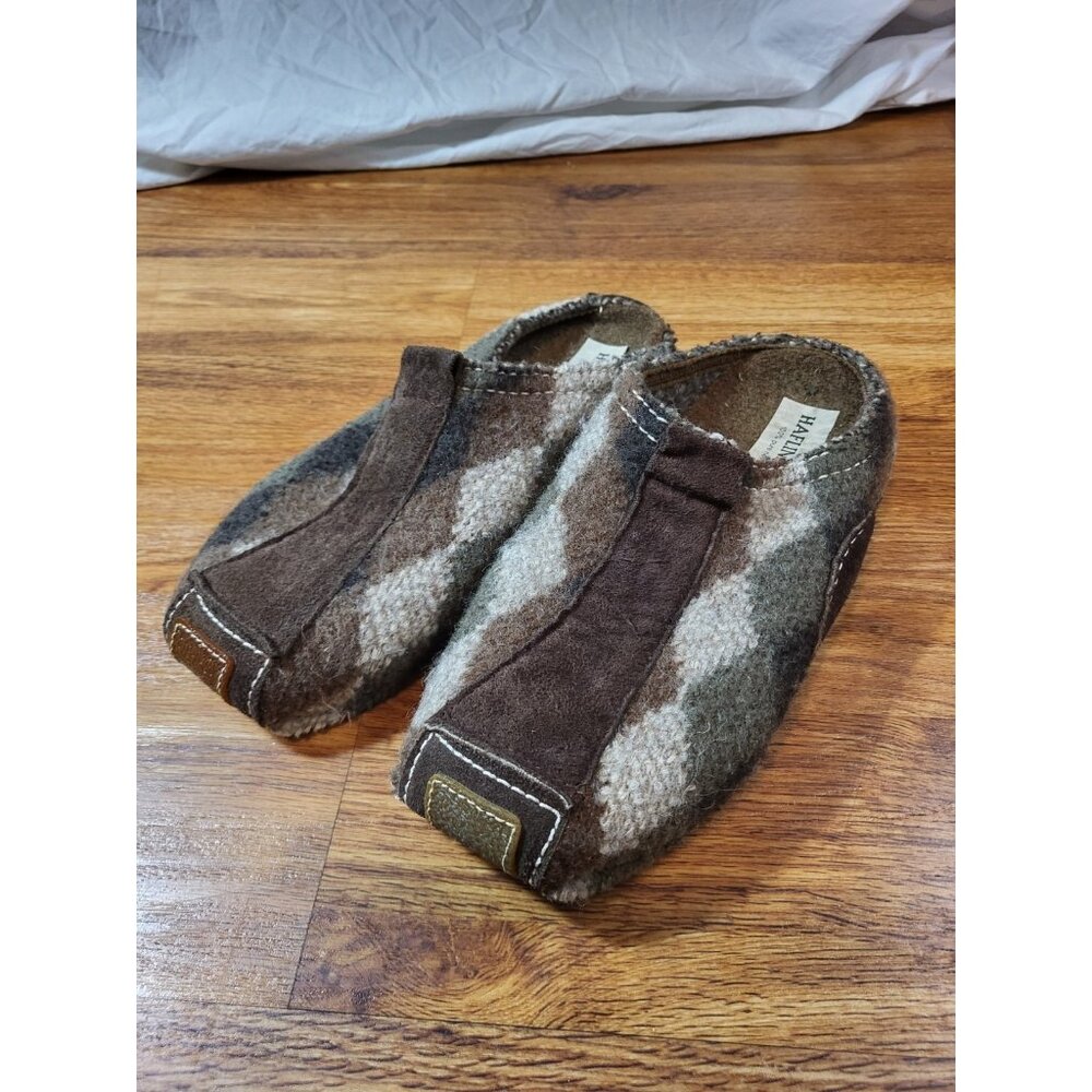Haflinger Clogs Shoes Womens US 7 Indoor Outdoor Brown Wool Geometric Mules
